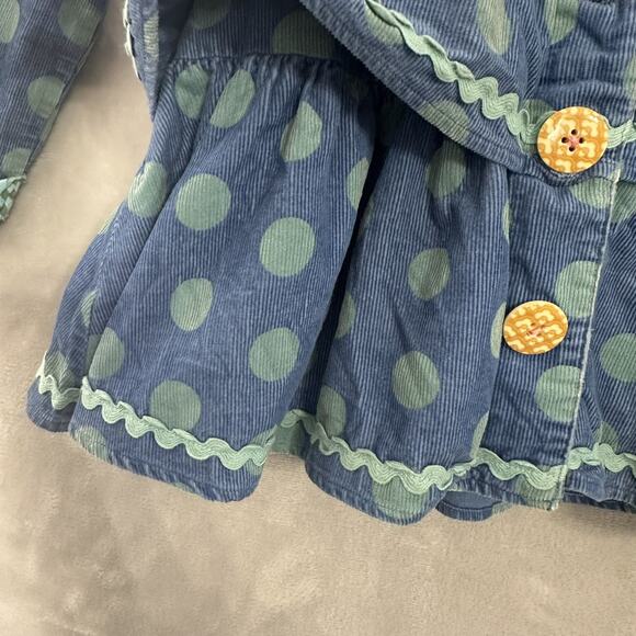 Matilda Jane Polka Dot Corduroy Pea Coat Blue Sherpa Lined Ruffles Girls Size 6 - Picture 6 of 16